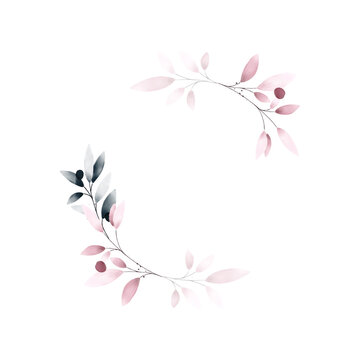 Fairly pink and blue creative floral watercolor frame