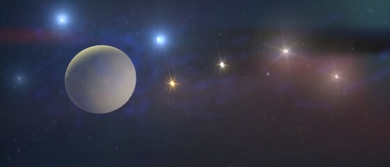 Obraz na płótnie Canvas 3d illustration moon and stars illuminate the dark dark night in the universe