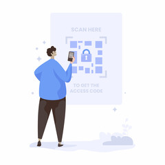 Scan QR code to unlock security access illustration design