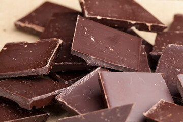 a chocolate bar broken into more pieces