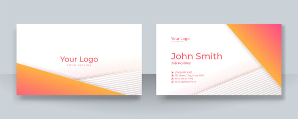 Modern orange business card design template. Elegant professional creative and clean business card template with corporate identity concept. Vector illustration