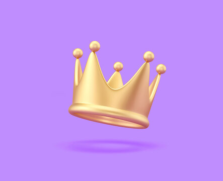 Golden crown isolated on purple background. Clipping path included