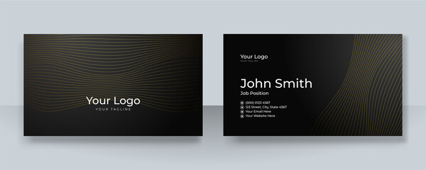 Modern black and gold business card design template. Elegant professional creative and clean business card template with corporate identity concept. Vector illustration
