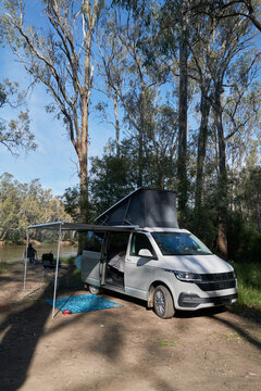 Bush camp with campervan set up