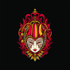 feamel jester head illustration