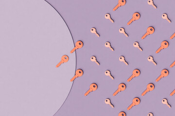 Pattern of keys with large copy space in pastel colors