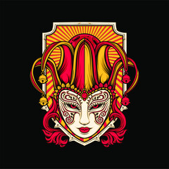 feamel jester head illustration