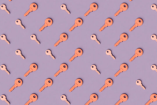 Pattern of pink keys in different positions and sizes.
