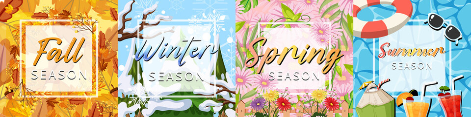 Obraz na płótnie Canvas Four Seasons Typographic Posters