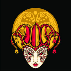 feamel jester head illustration