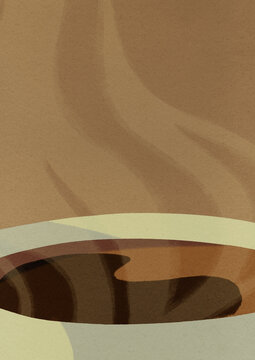 Steaming coffee close up