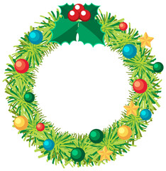 Fototapeta na wymiar Christmas wreath with red holly