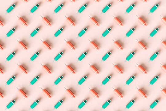 3D Flat lay pattern design of a vaccination concept. 