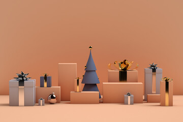 Christmas gifts on a stage
