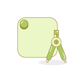 blank board and reminder note with compass vector illustration