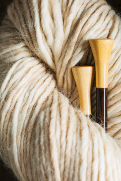 Yarn with knitting needles