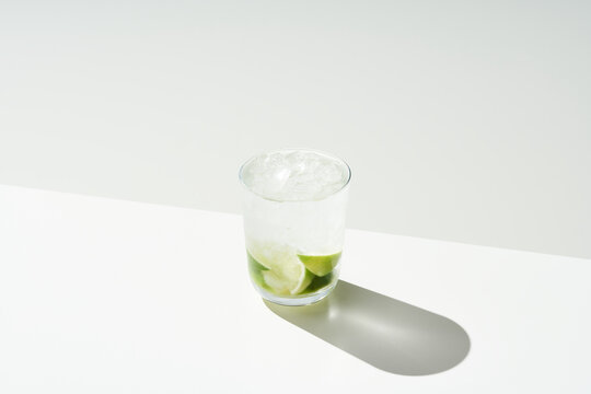 Cold caipirinha cocktail in glass