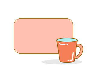 blank board with water cup vector illustration