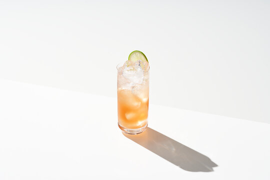 Glass of cold paloma cocktail