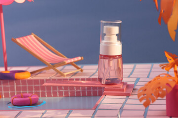 Sunscreen ad template with swimming pool 