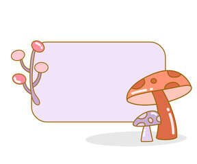 blank board with mushroom and berry vector illustration