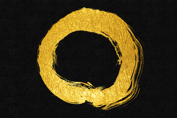 Japanese background on black Japanese paper with golden circles.