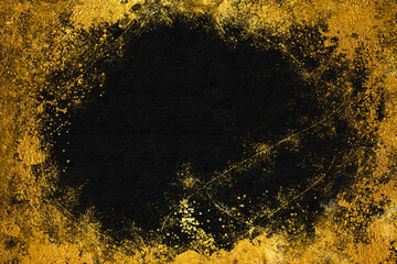 Japanese background on black washi paper with gold patterns.