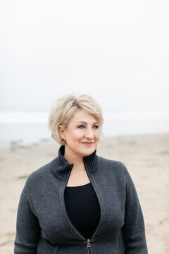 Portrait of Middle-Aged Woman on Beach