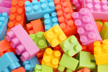 Plastic toy building block texture background.