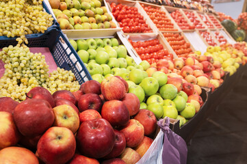 Assortment of fresh fruits at market