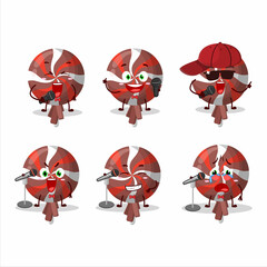 A Cute Cartoon design concept of red twirl lolipop wrapped singing a famous song