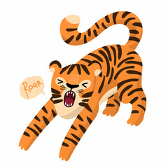 Fototapeta na wymiar Cute tiger cartoon. Tiger is symbol of 2022 New year