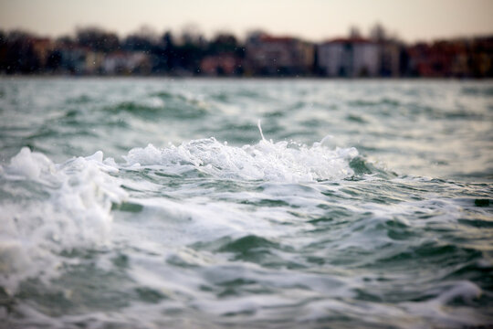 Rough waters of Venice lagoon