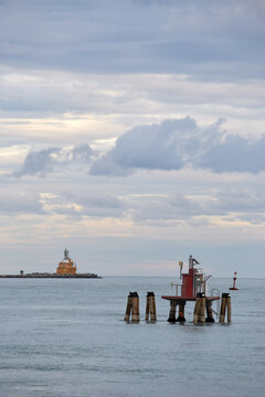 Tide gauge, recording rising sea levels in Venice lagoon