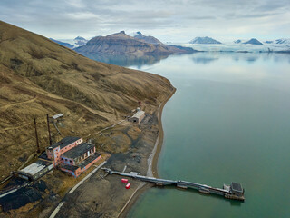 Abandoned coal power station & glacier - global warming