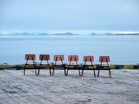 Empty Seats - No Audience, Chairs On Wharf Look To Glacier