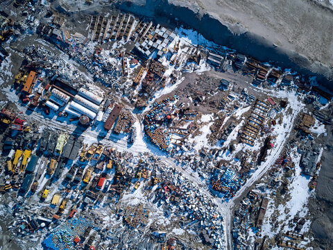 Arctic trash in environment - waste dump, Greenland