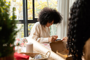 Women at cozy home in Christmas