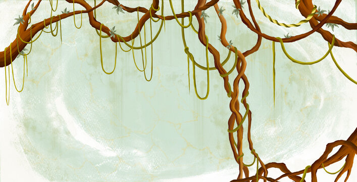 Lianas On A Watercolor Background With A Textural Element, Art Lianas, Drawing, Wallpaper