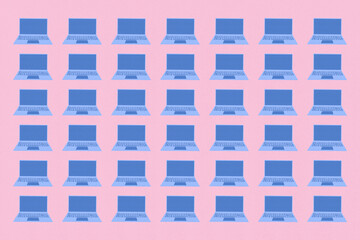 Laptop computers pattern illustration on pink background