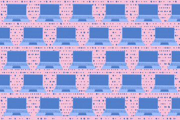 Laptop computers illustration on spotted data background