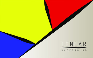 Abstract, geometric background. Geometric shapes, primary colours, black lines on white background.