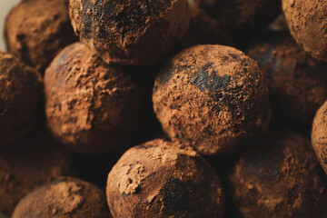 Sweet truffles all over background, close up