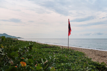 Red flag on the beach