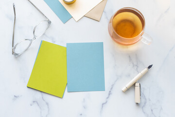 Blank colorful cards and stationery