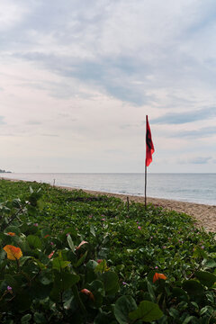Red flag on the beach