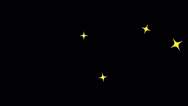 Twinkle stars with alpha channel.Stars in night animation background.Glowing stars cartoon

