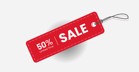 Red label discount 50 Off and sale limited time - Vector