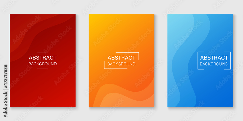 Poster color gradient dynamic background. blue, orange, red wavy line template in geometric shape for web s