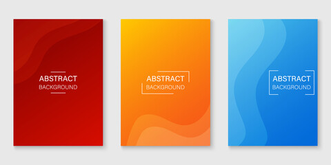 Color Gradient Dynamic Background. Blue, Orange, Red Wavy Line Template in Geometric Shape for Web Site. Abstract Modern Design for Poster, Wallpaper, Flyer. Vector Illustration